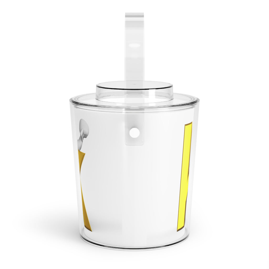 Gold Letter K Monogram Ice Bucket with Tongs | Personalized Initial Cooler