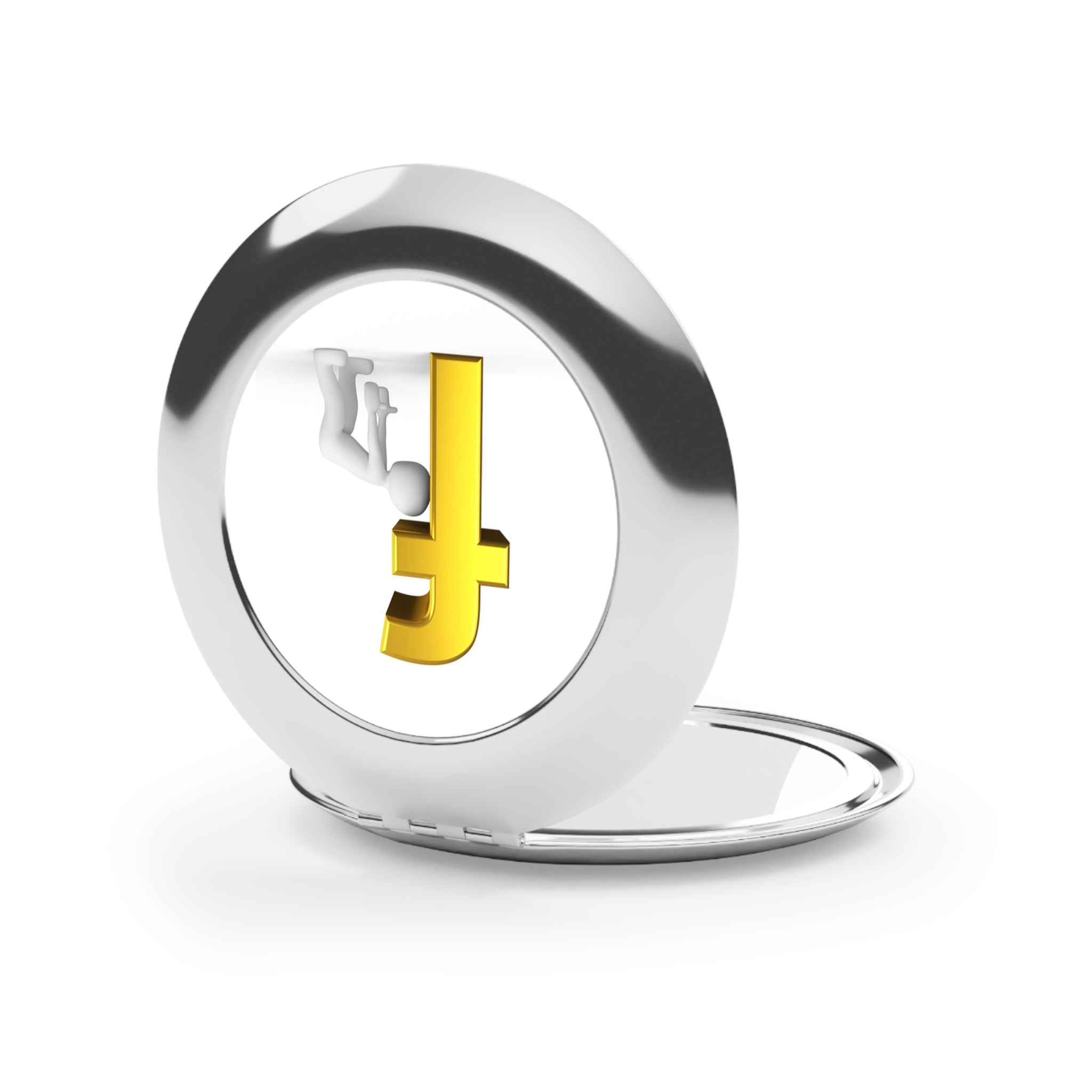 Figure Kissing Gold Letter F Compact Travel Mirror | Pocket Makeup Mirror