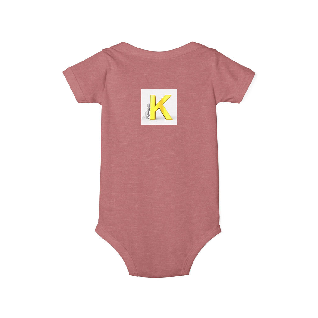 Yellow Letter K Monogram Baby Bodysuit | Infant Onesie Initial