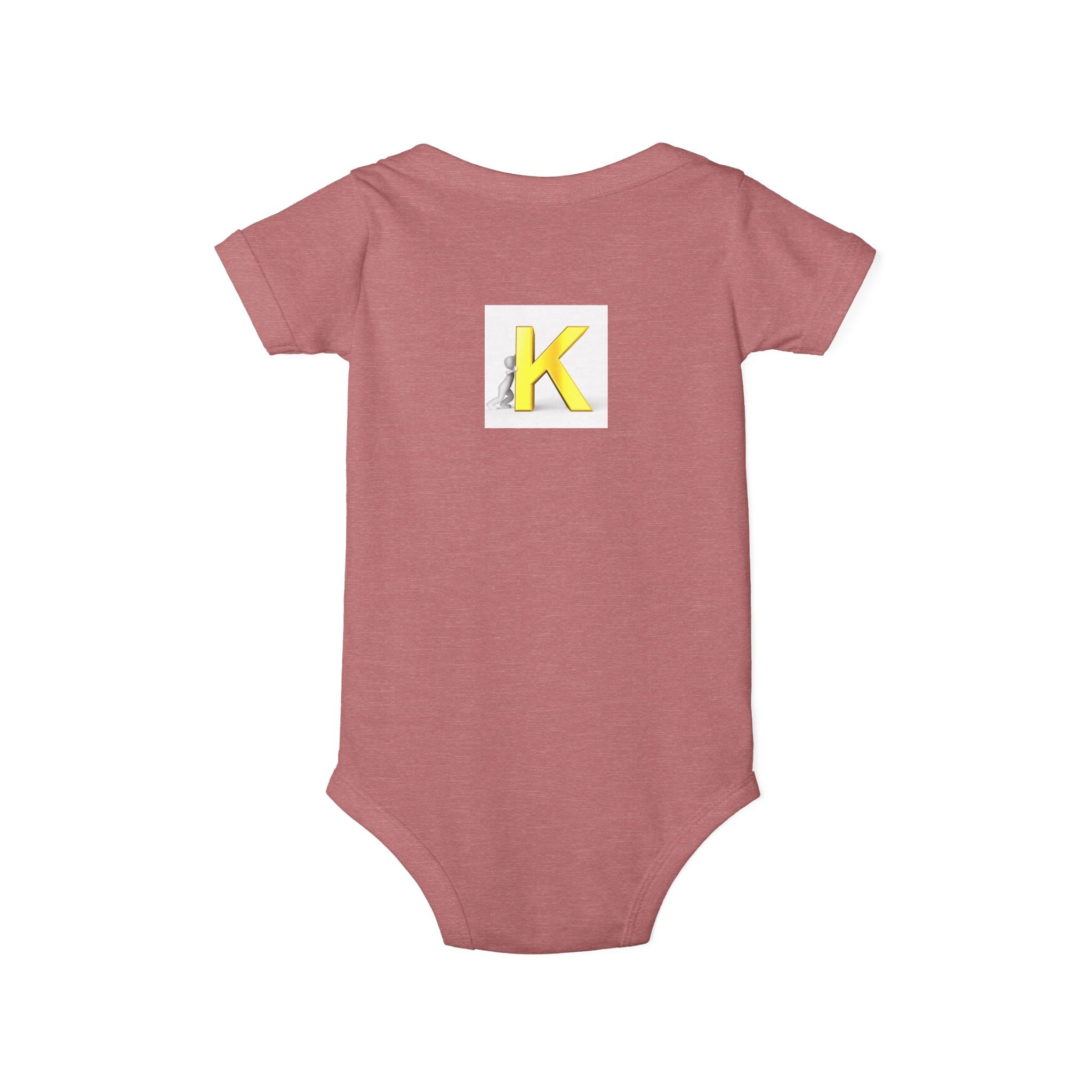 Yellow Letter K Monogram Baby Bodysuit | Infant Onesie Initial