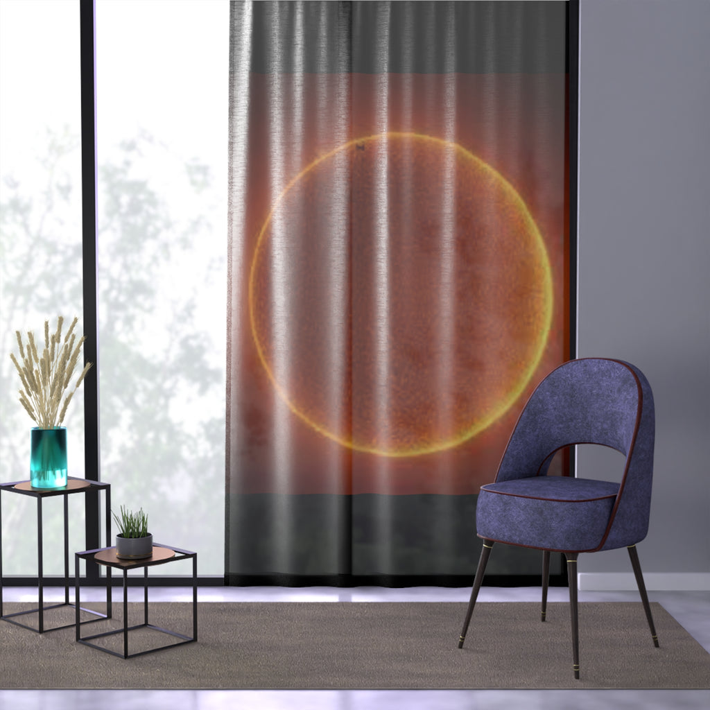 Solar Eclipse Window Curtain | Glowing Sun Halo Sheer Drapery