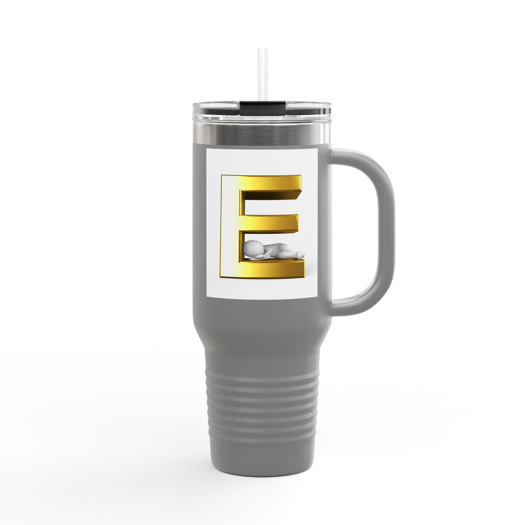 Gold Letter E Monogram Travel Mug | 40oz Insulated Tumbler