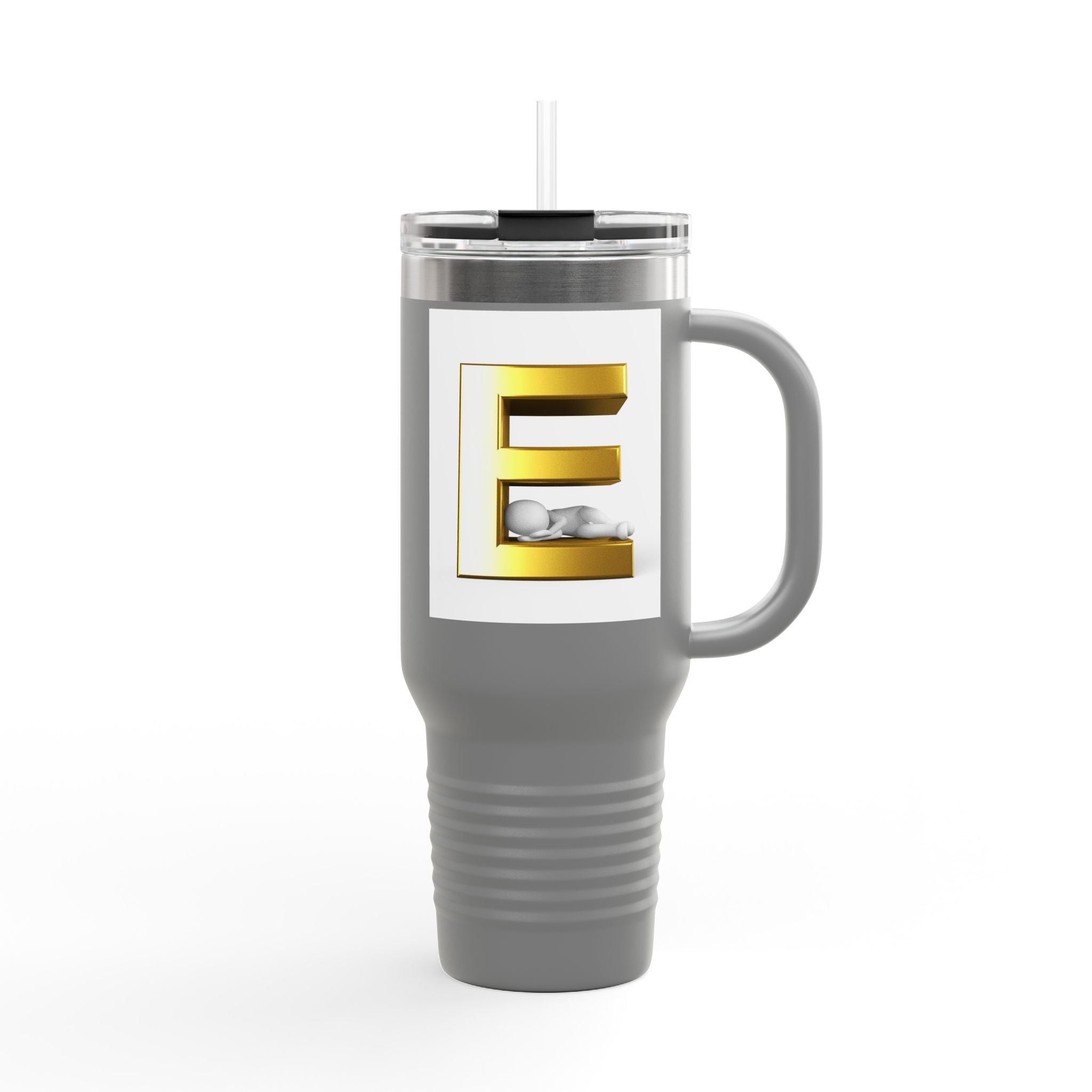 Gold Letter E Monogram Travel Mug | 40oz Insulated Tumbler
