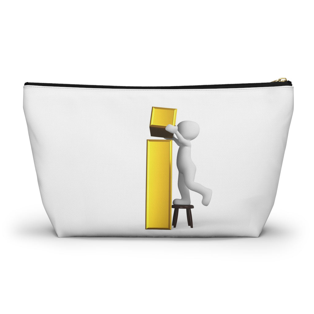 3D Stick Figure Building Gold Letter i Accessory Pouch | T-Bottom Zipper Pouch