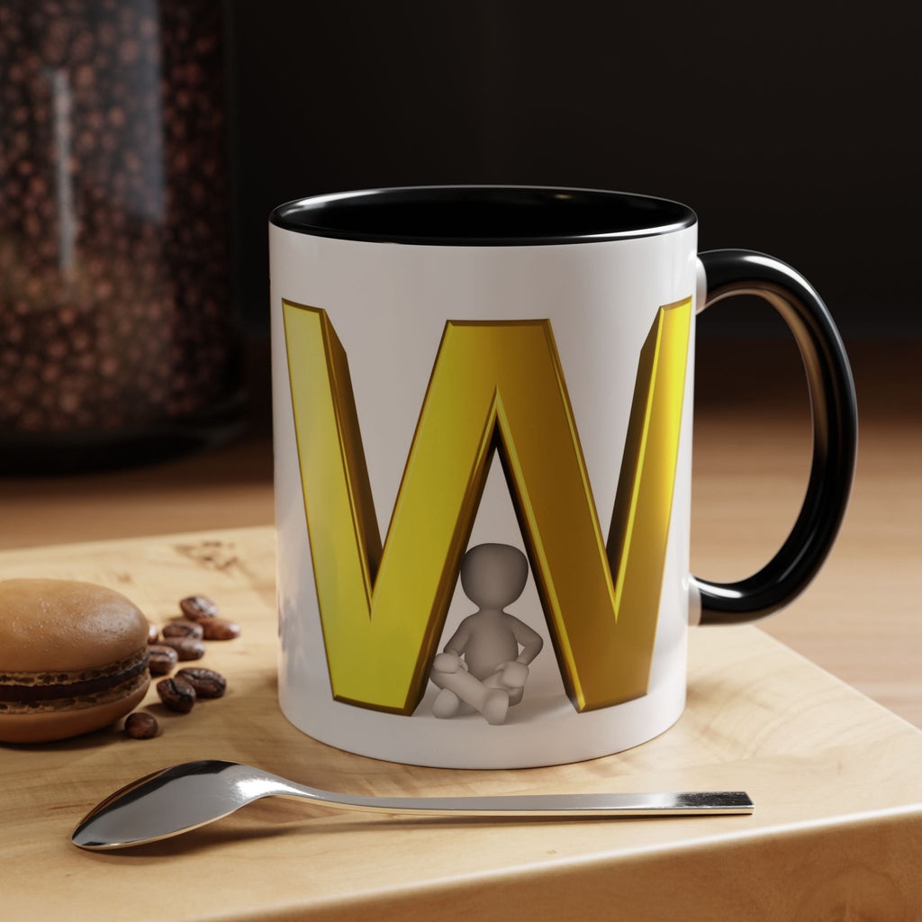 Gold Letter W Initial Mug | Accent Coffee Mug 11oz 15oz