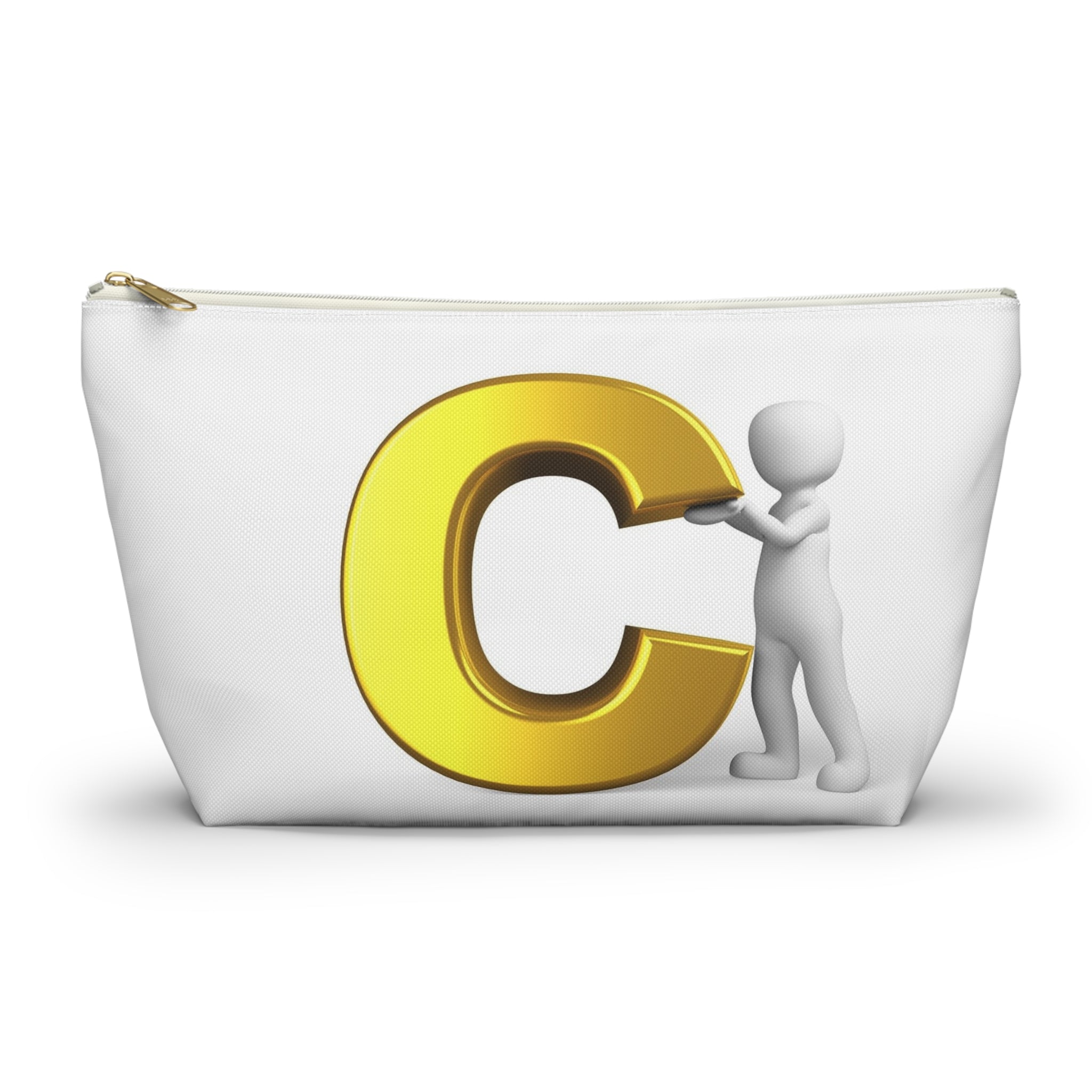 Gold Letter C with Figure Accessory Pouch