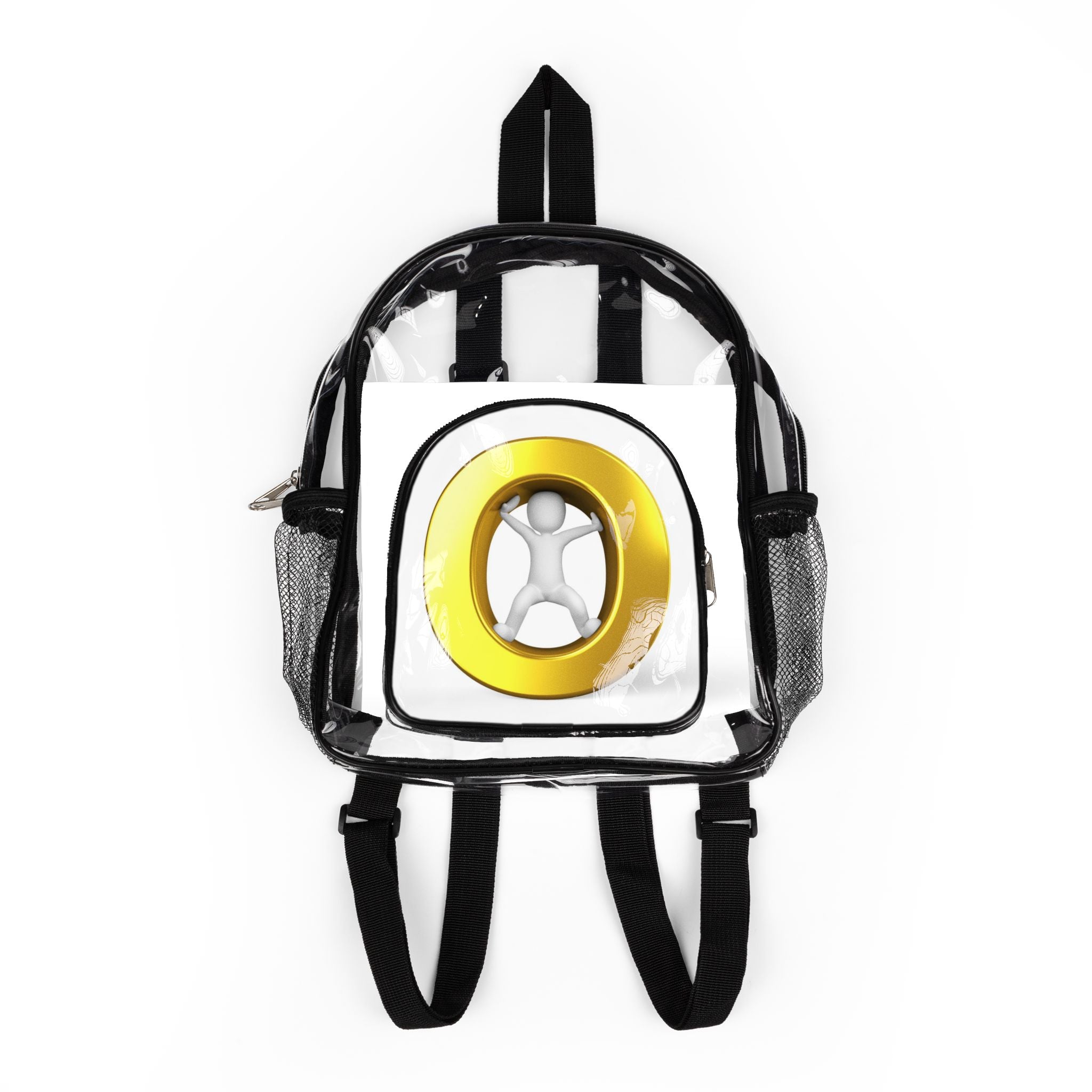 Yellow Letter O Graphic Clear Stadium Backpack | Clear PVC School Bag