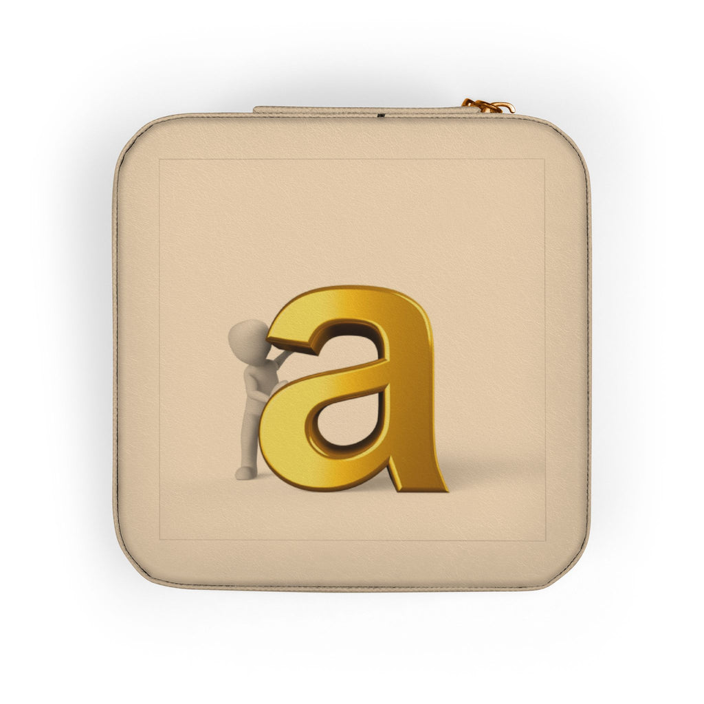 Gold Monogram A Jewelry Travel Case | Compact Personalized Jewelry Box