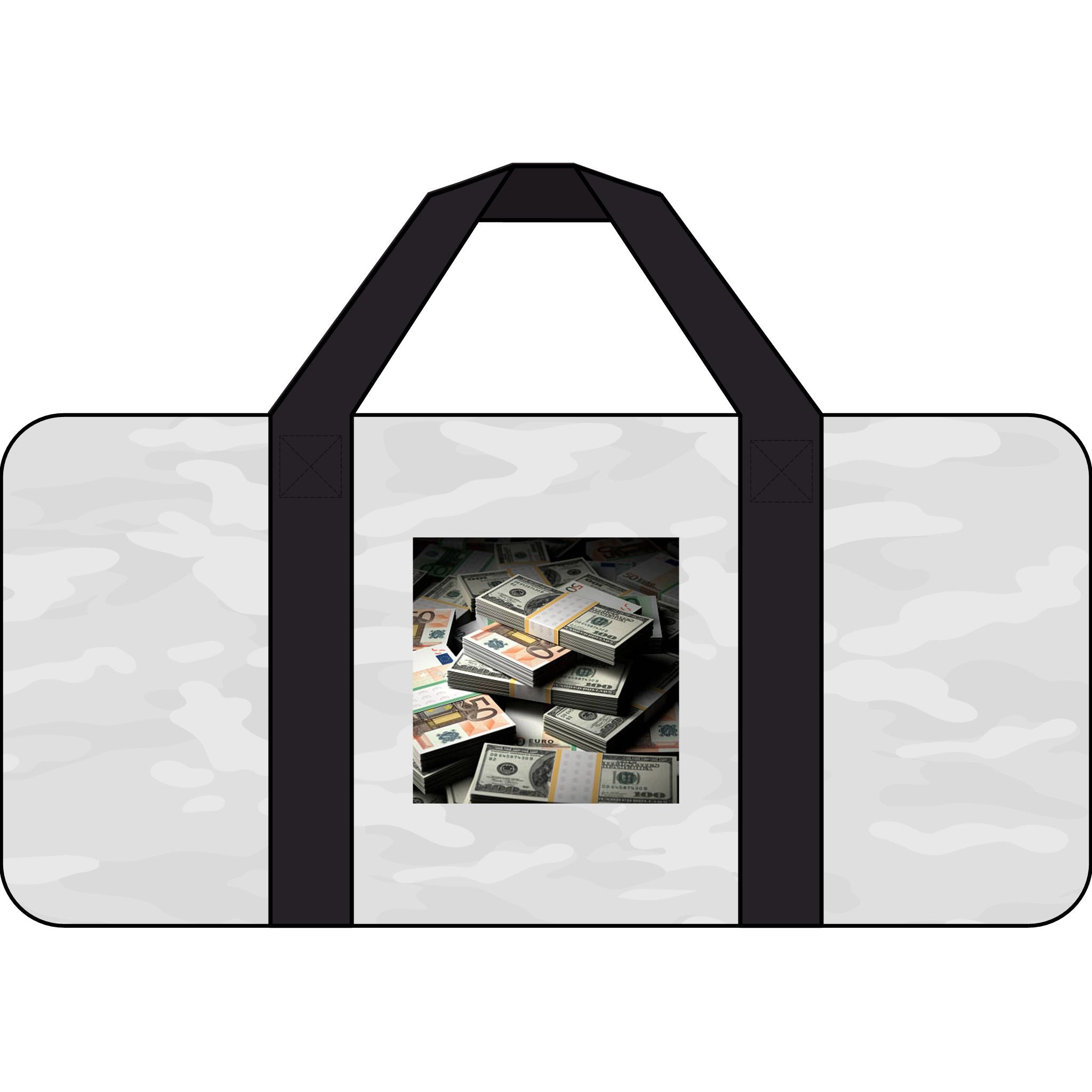 Stack of Cash Tripper Duffel Bag | Money Graphic Travel Bag, Checker Strap