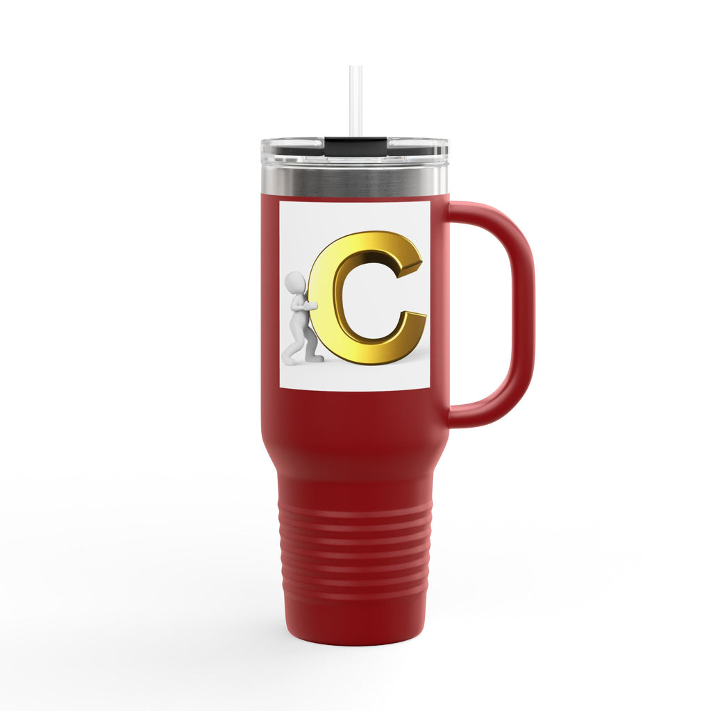 3D Gold Letter C Initial Travel Mug | 40oz Insulated Tumbler