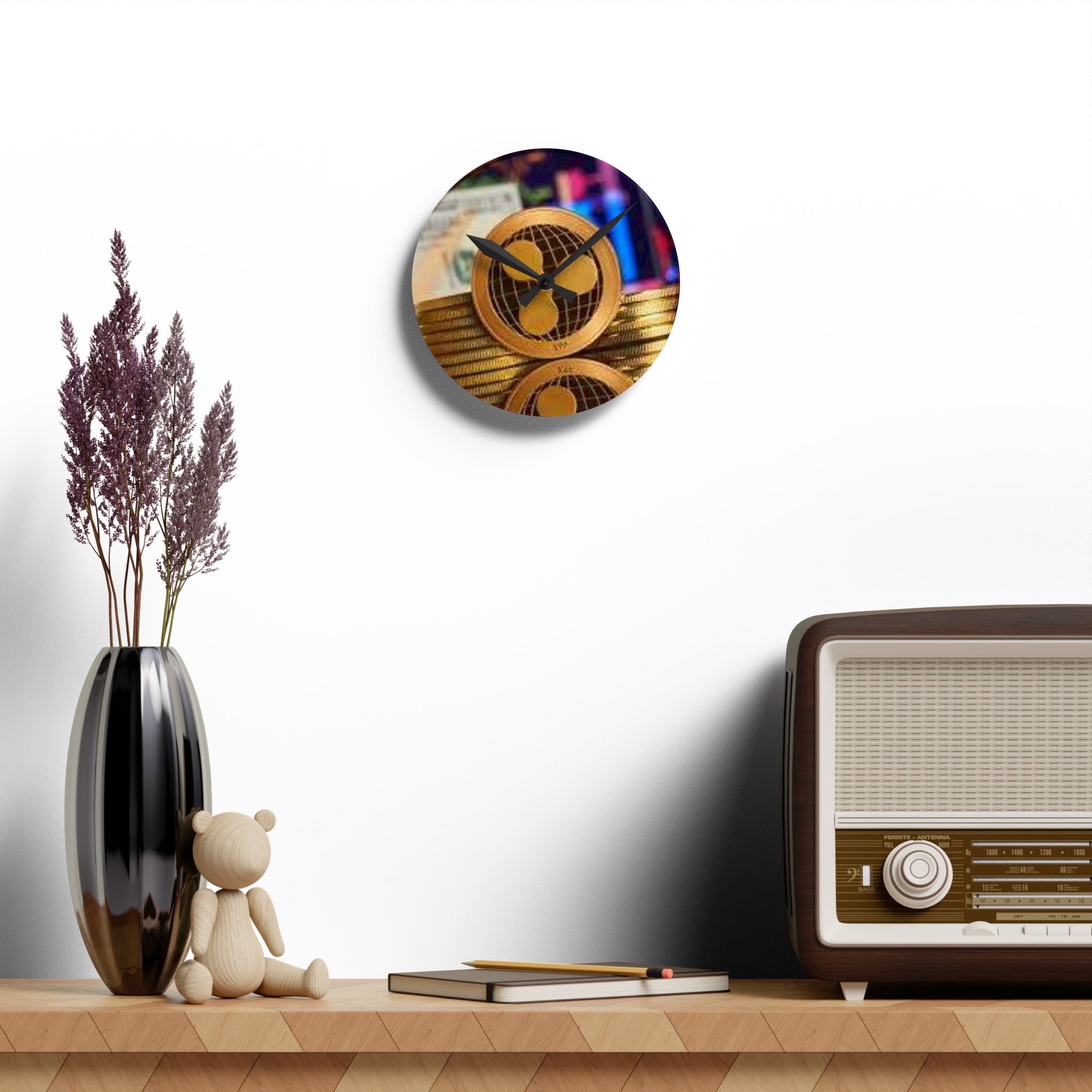 Ripple Cryptocurrency Coin Acrylic Wall Clock | Ripple XRP crypto decor