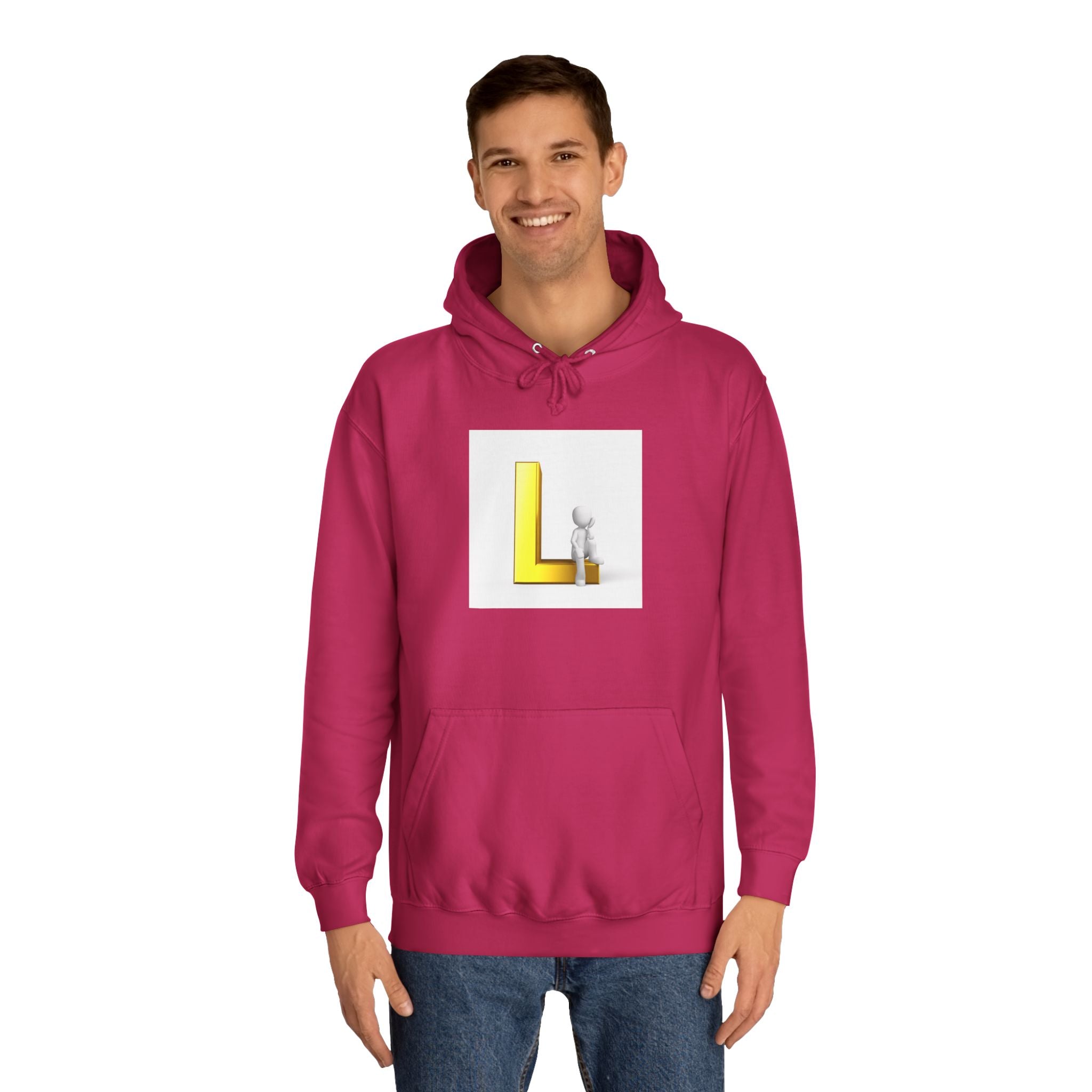3D Letter L with Figure Hoodie | Initial L Sweatshirt