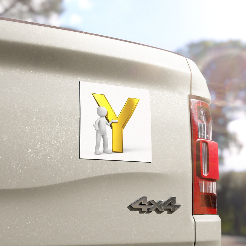 Gold Letter Y Character Car Magnet | Alphabet Monogram Magnet