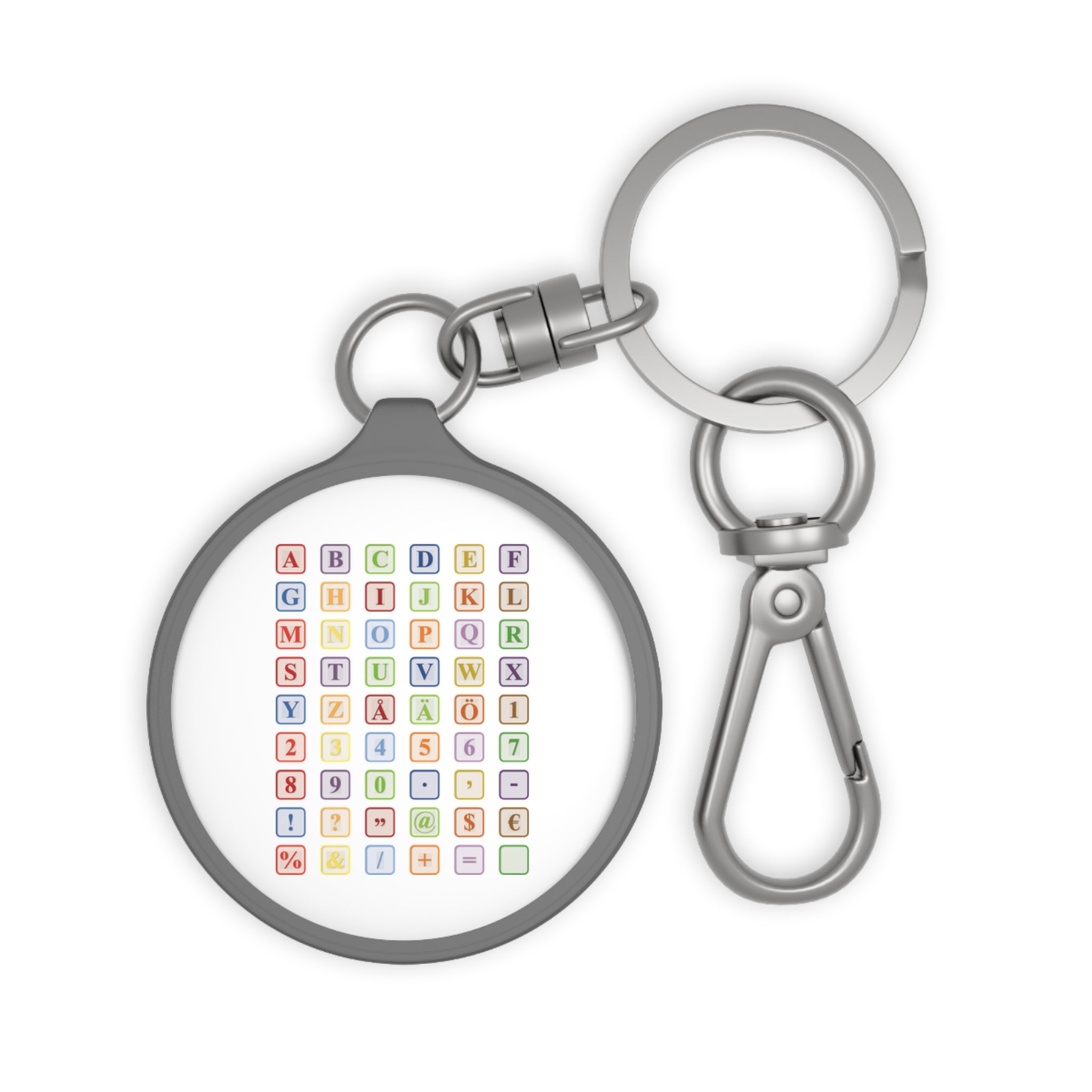 Porte-clés motif blocs alphabet | Porte-clés grille de lettres colorées