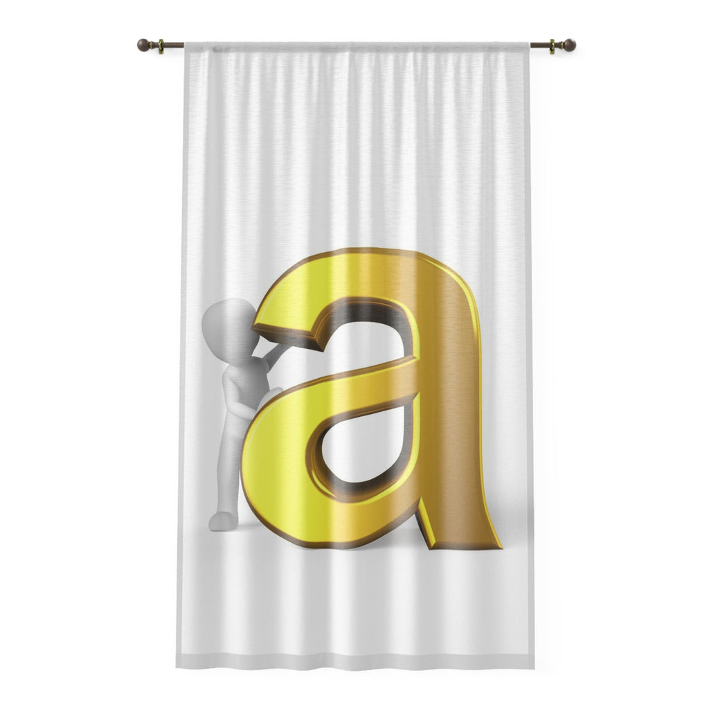 Gold Letter A Curtain | Alphabet Initial Window Curtain
