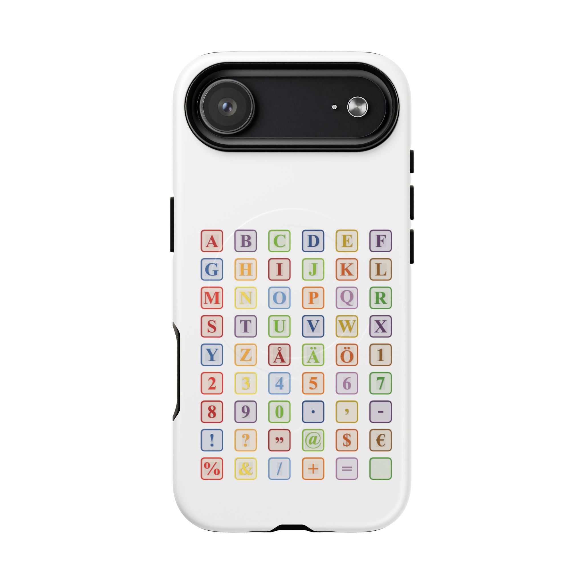 Coque de téléphone Alphabet Blocks | Coque magnétique résistante, grille de lettres colorées