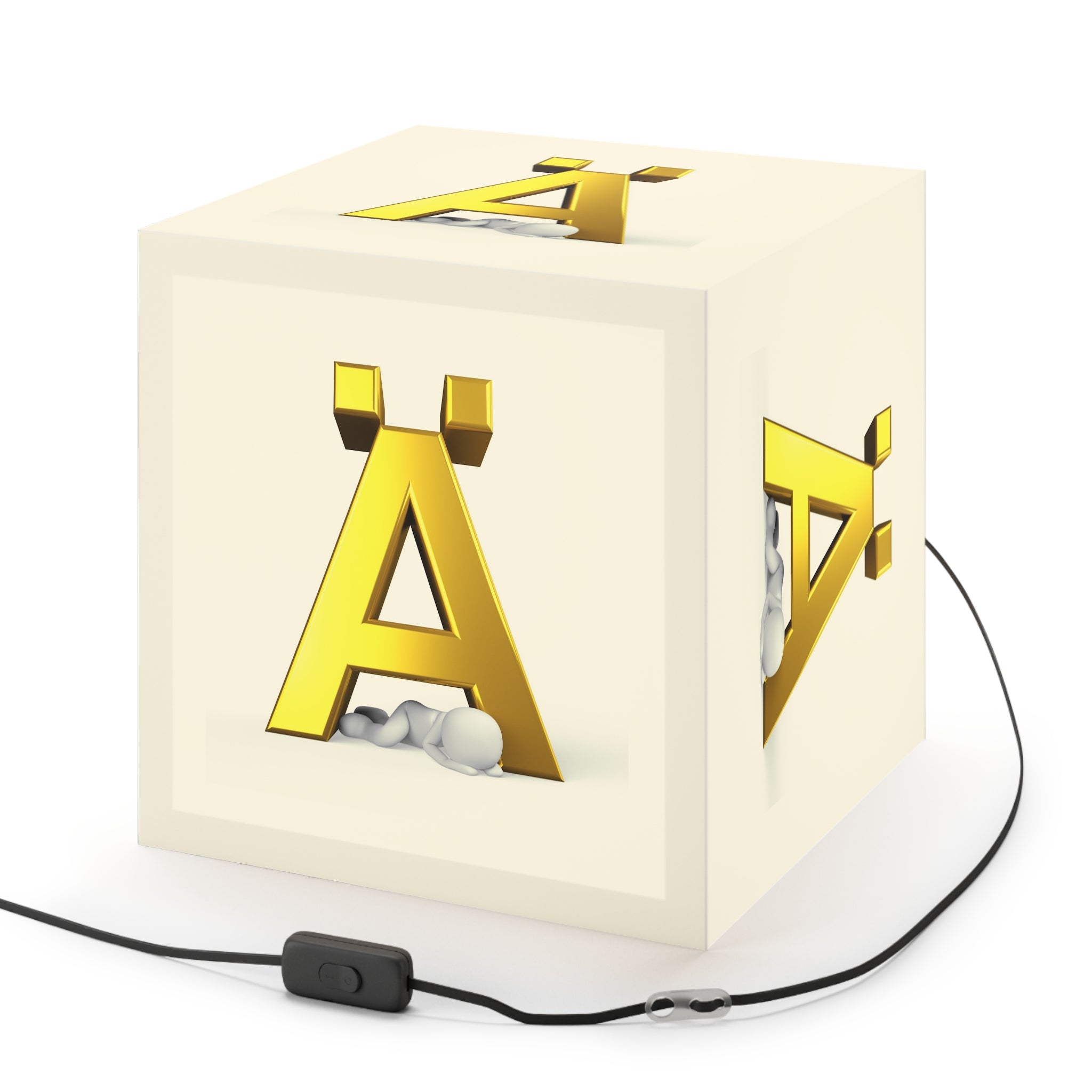 Gold Letter Ä Light Cube Lamp | Alphabet Initial Accent Lighting