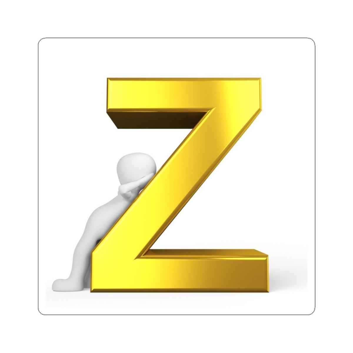 Autocollant 3D doré Lettre Z | Décalcomanie pour ordinateur portable initiale alphabet
