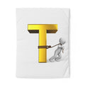 Gold Letter T with Figurine Duvet Cover | Alphabet Initial T Bedding