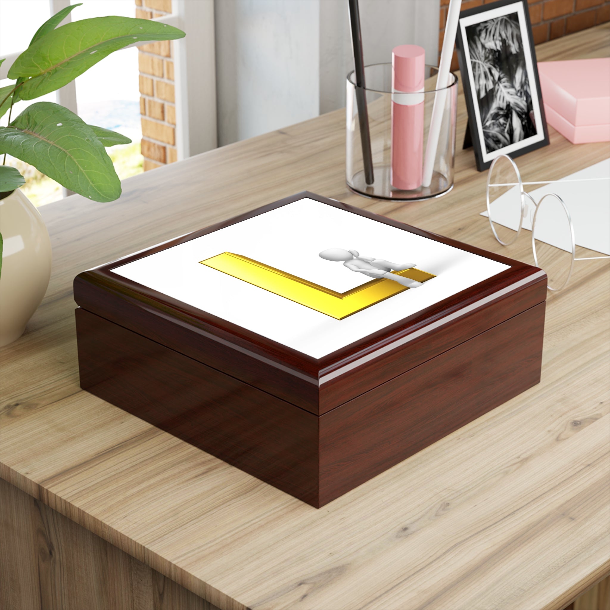 Gold Letter L monogram Jewelry Box | Initial L Keepsake Box