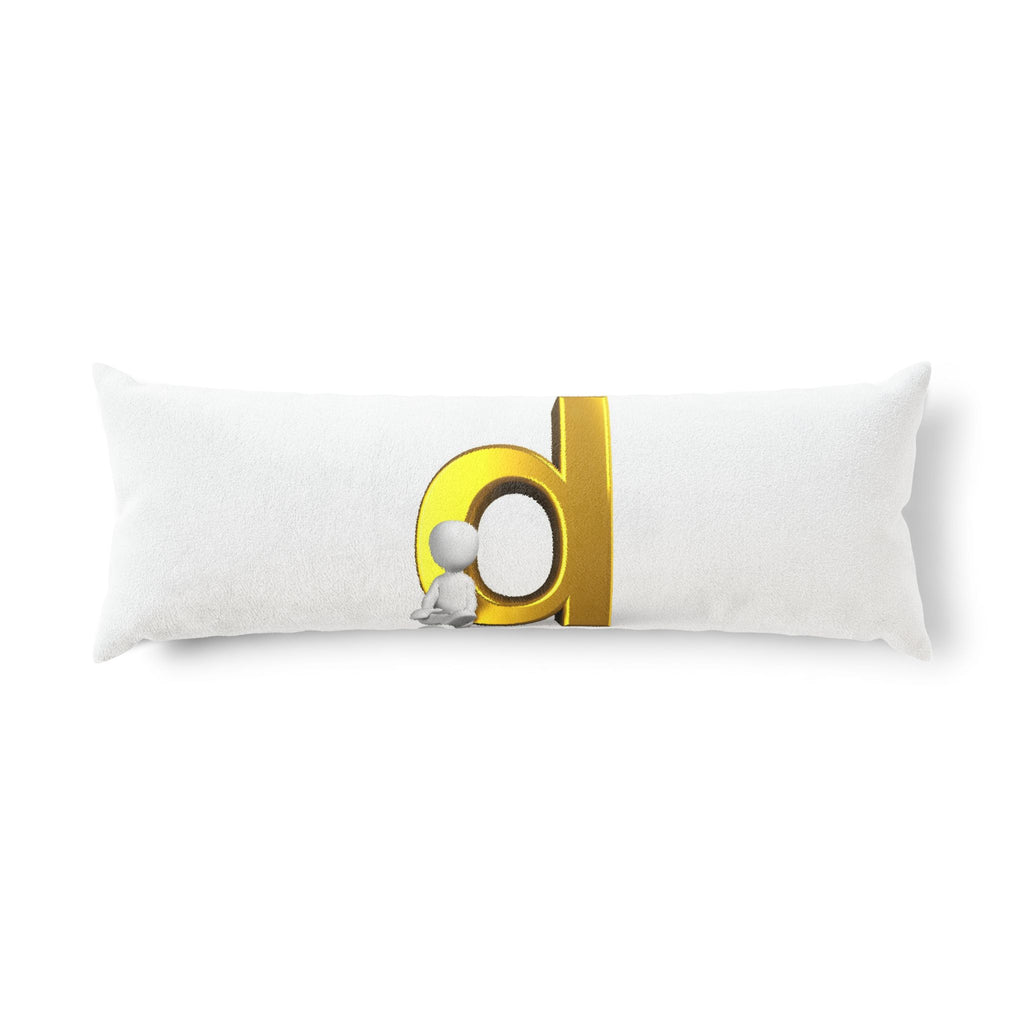 Gold Letter D with Sitting Character Body Pillow | Personalized Monogram Decor