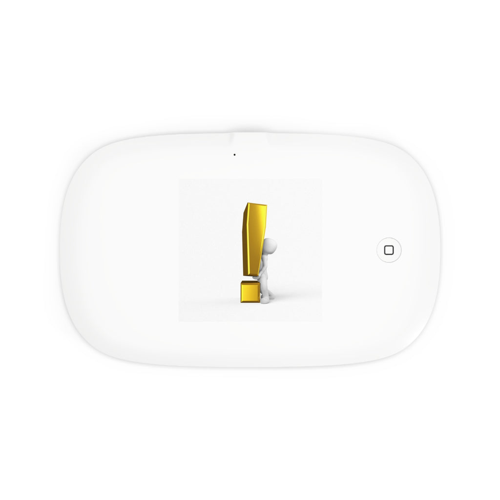 Gold Exclamation Mark UV Phone Sanitizer and Wireless Charging Pad