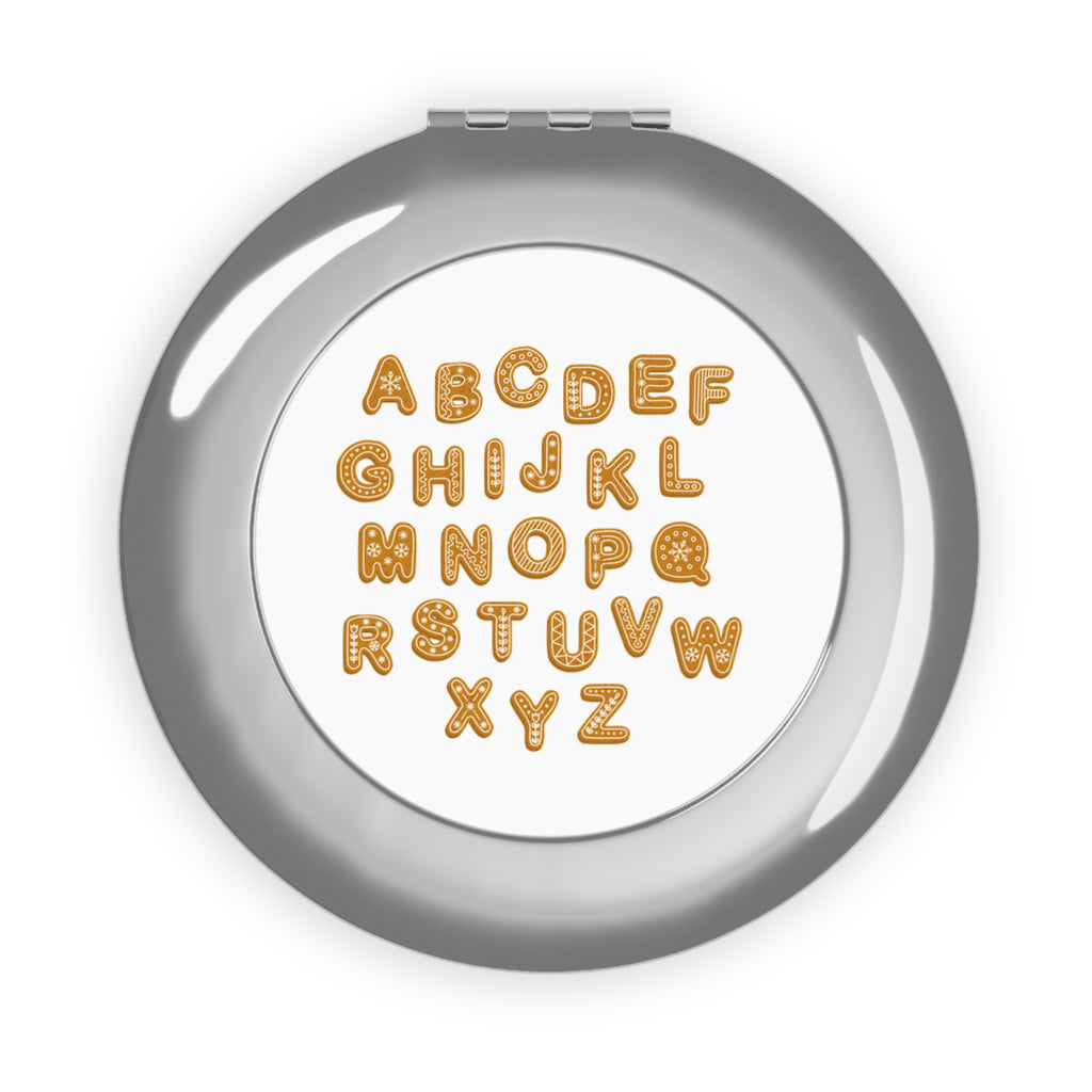Gingerbread Alphabet Compact Travel Mirror | Cookie Letter Makeup Mirror