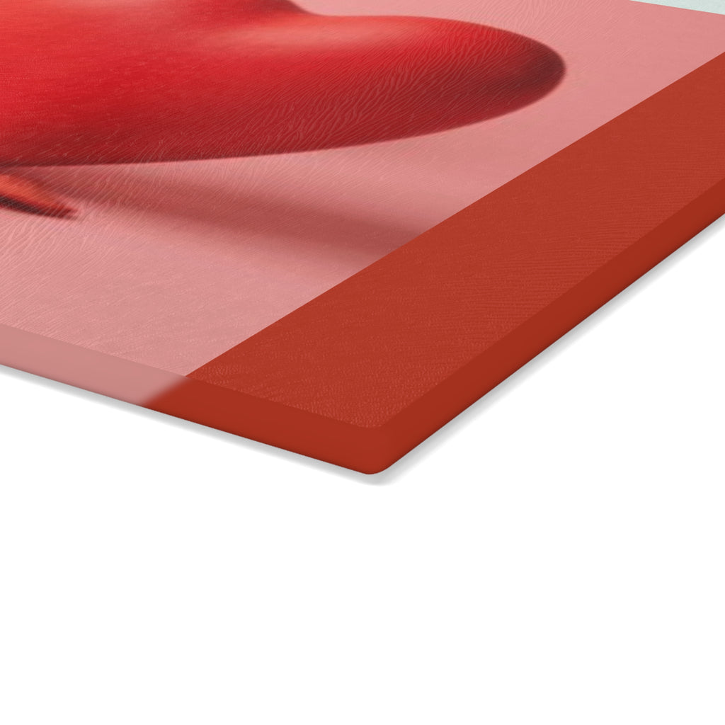 Red Heart Love design Glass Cutting Board | Valentine's kitchen decor