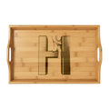 Engraved Letter H Bamboo Serving Tray | Monogram Hardwood Tray