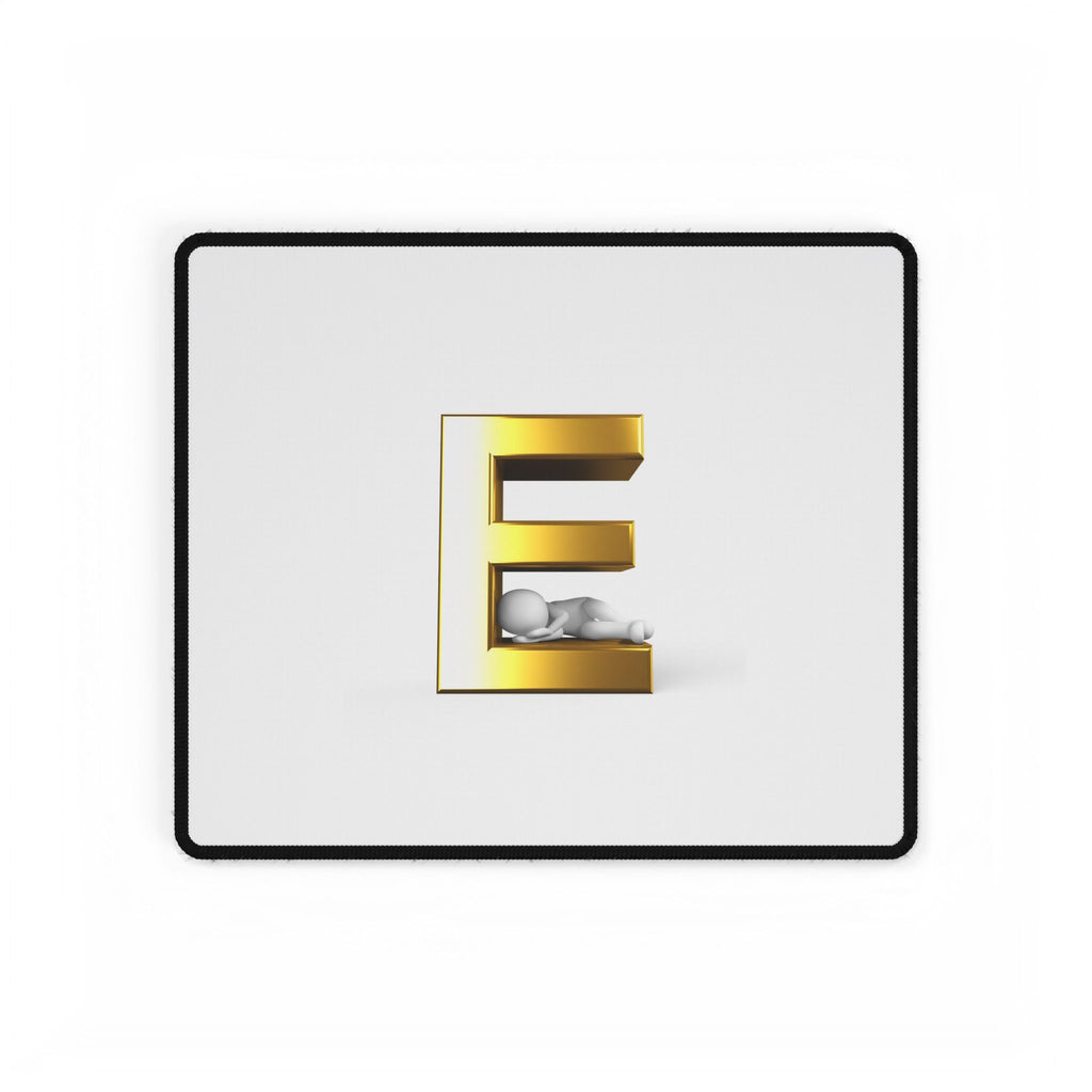 Gold Letter E with Lying Figure Desk Mat | Minimal Monogram Desk Pad