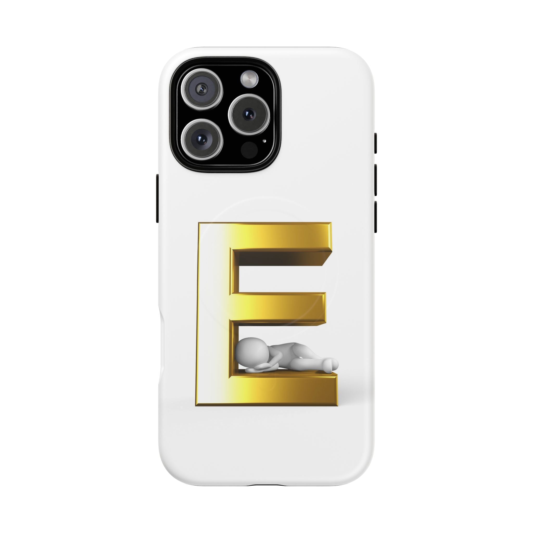 Coque de téléphone Monogramme Lettre E Dorée | Coque Magnétique Renforcée