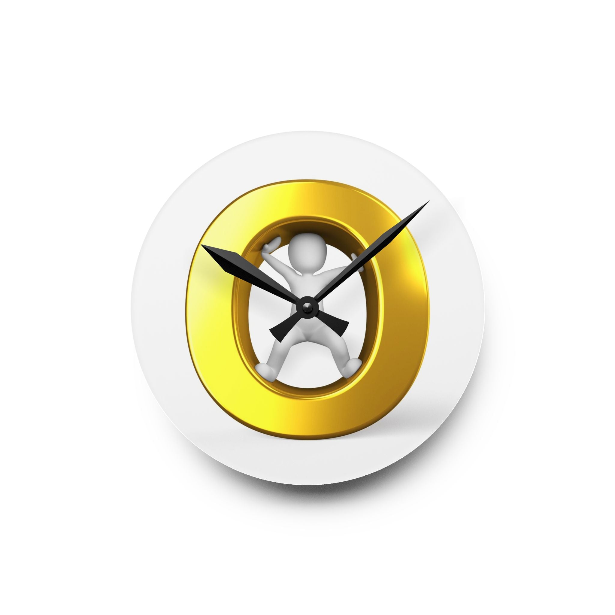 Gold Letter O Figure Acrylic Wall Clock | Modern Minimalist Timepiece