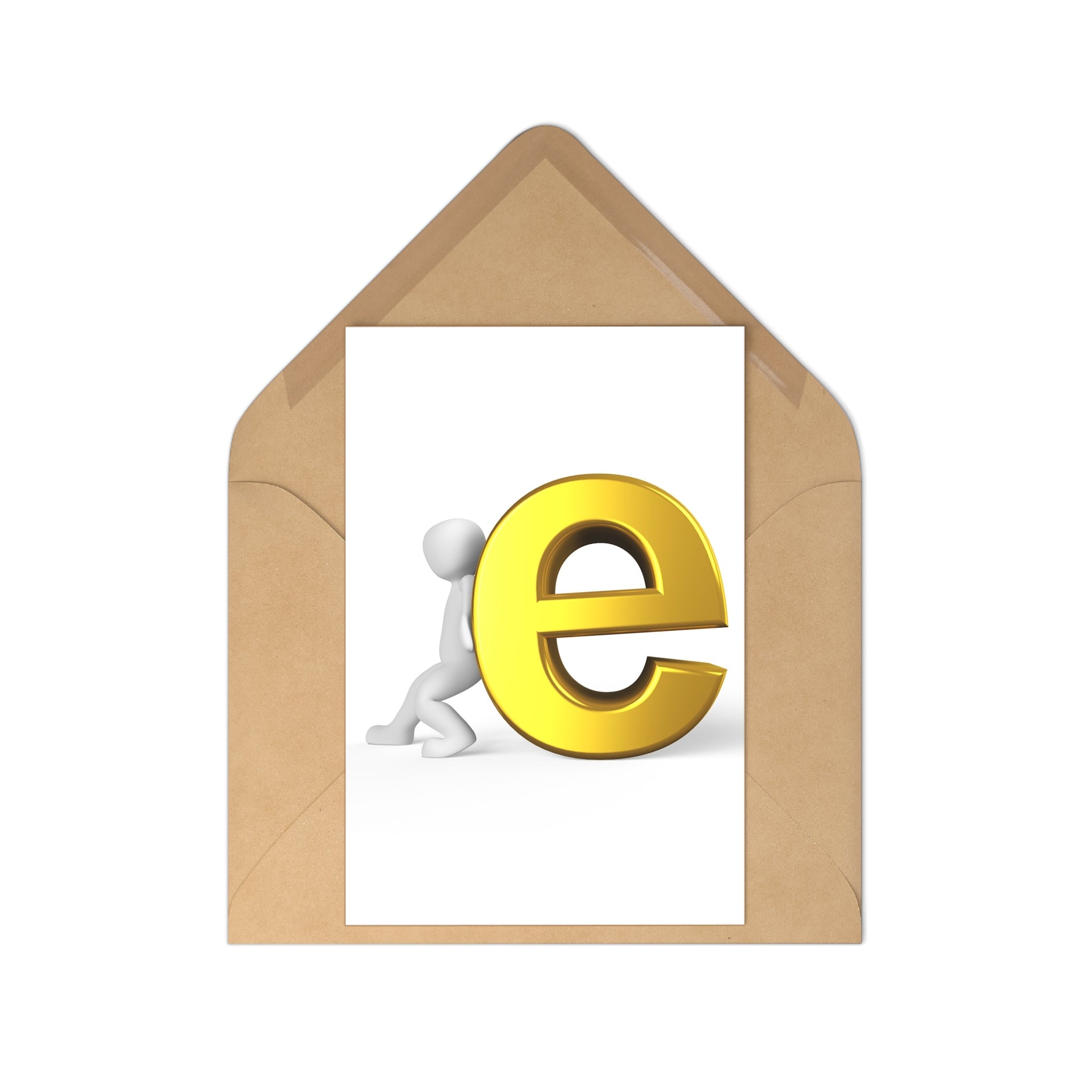 3D Gold Letter e Postcards (7 pcs) | Alphabet Mailer Cards