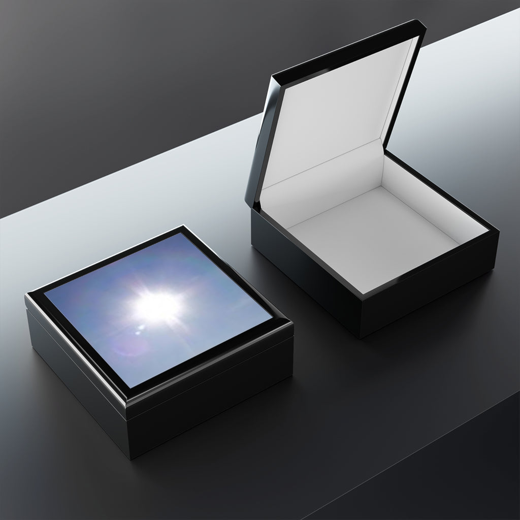Bright Sun Photo Jewelry Box | Sky Sunburst Trinket Keepsake Box