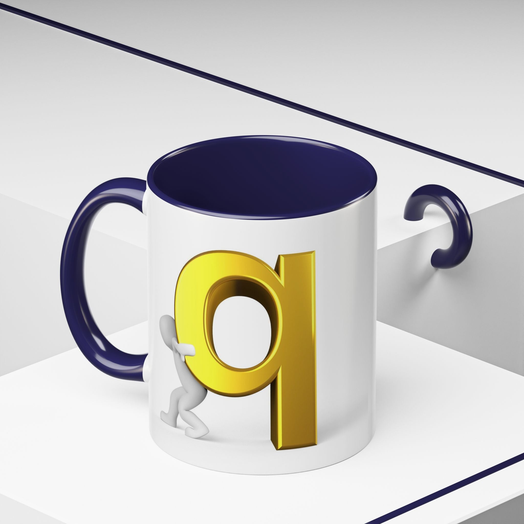 Gold Letter Q Push Character Mug | Accent Coffee Mug 11oz 15oz