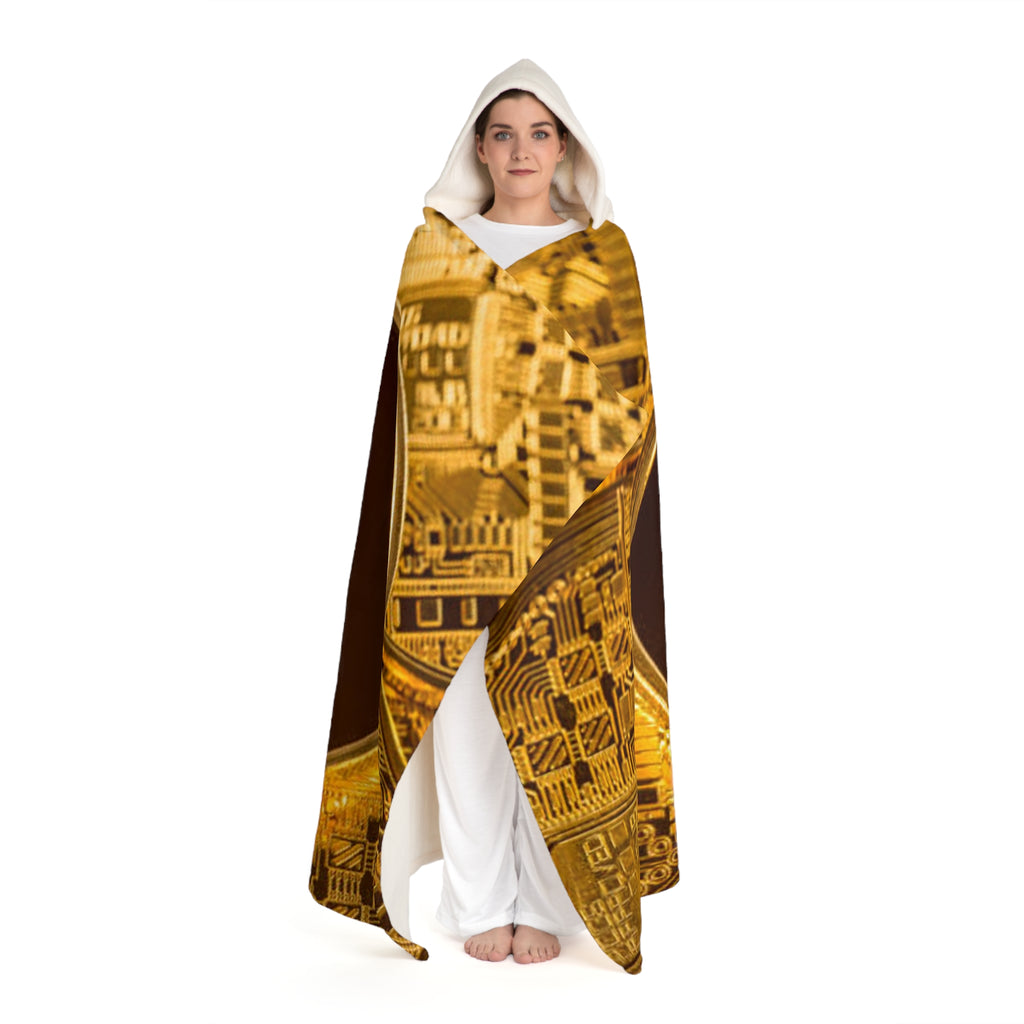 Ethereum Coin Pattern Hooded Blanket | Cryptocurrency Motif Hooded Sherpa