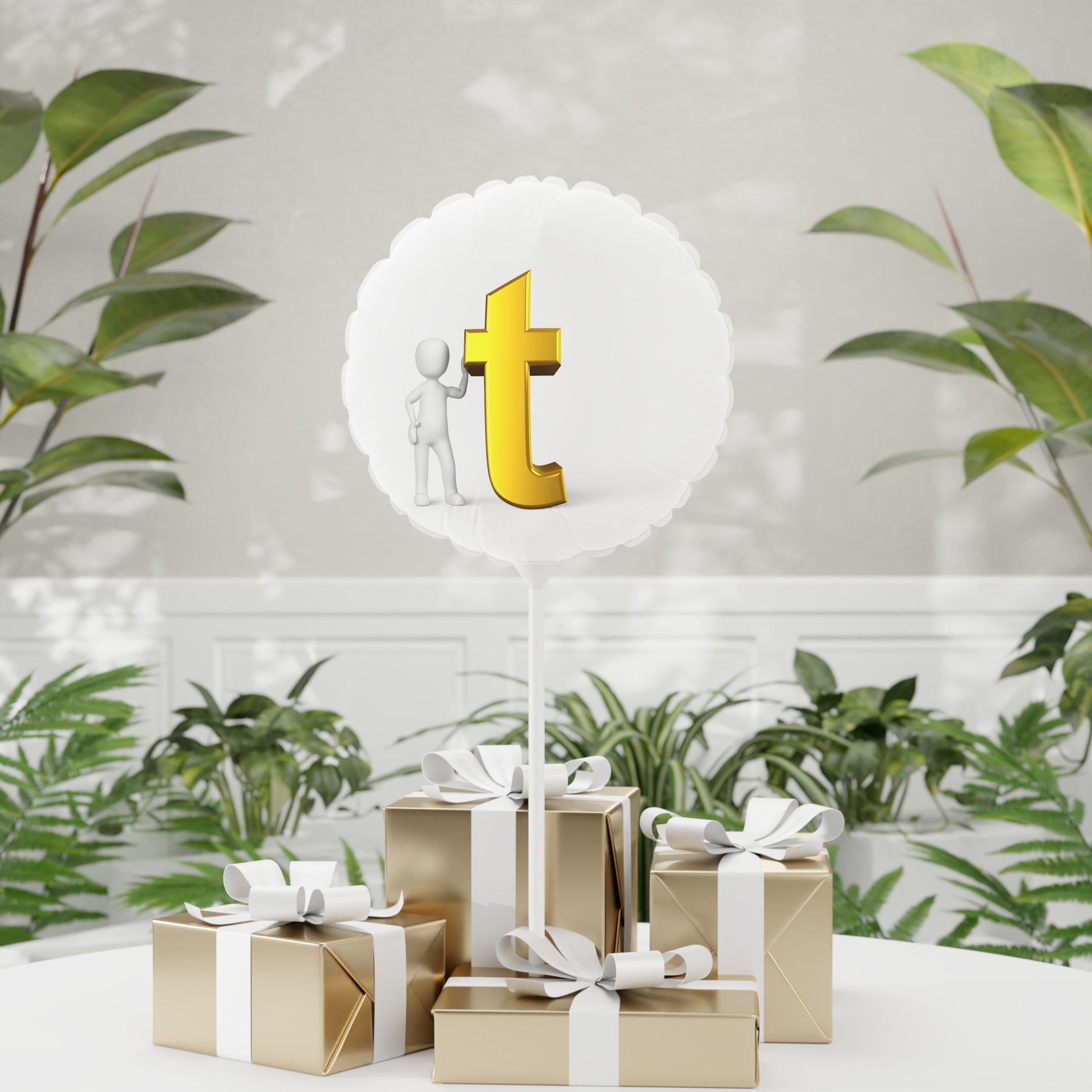 Gold Letter T Balloon 11" Round Balloon