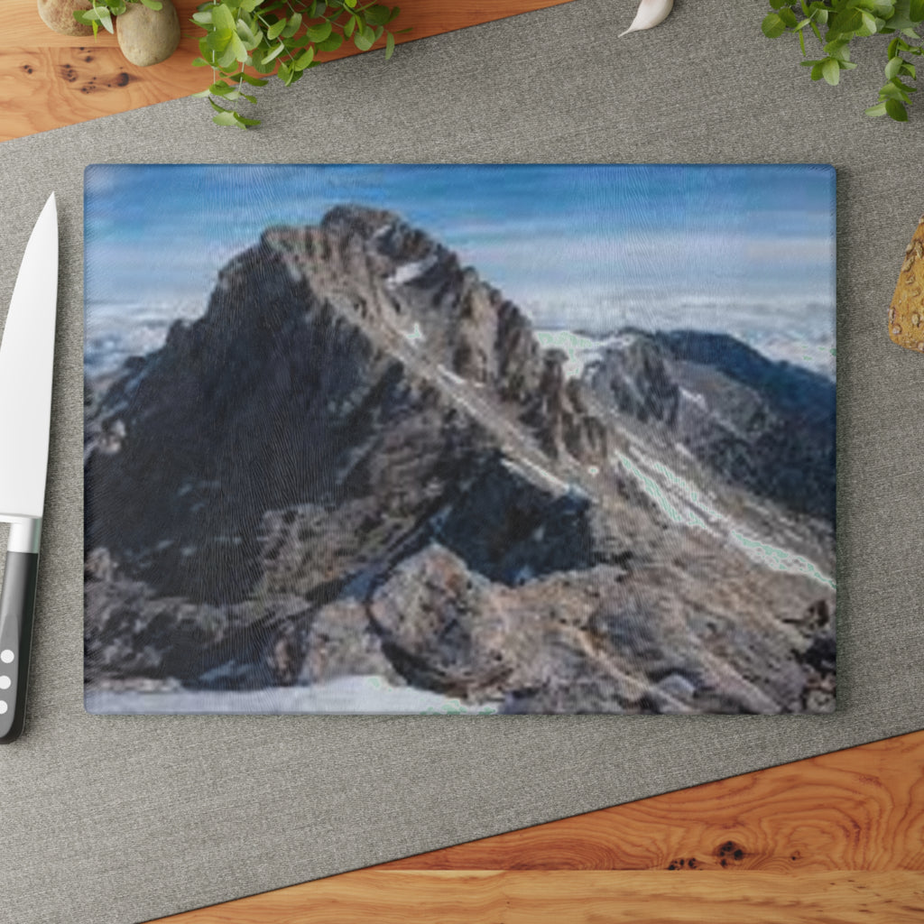 Mountain Peak Glass Cutting Board | Scenic Photo, Kitchen Countertop