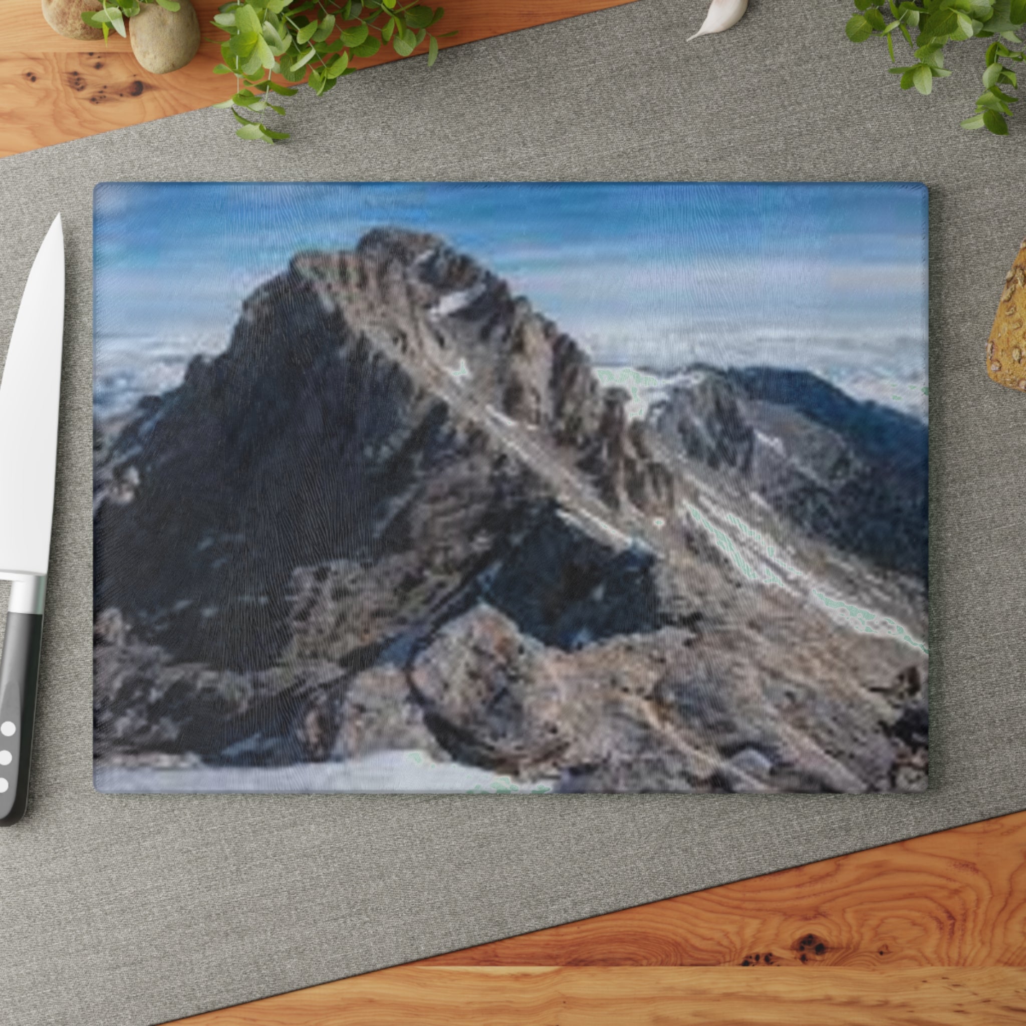 Mountain Peak Glass Cutting Board | Scenic Photo, Kitchen Countertop