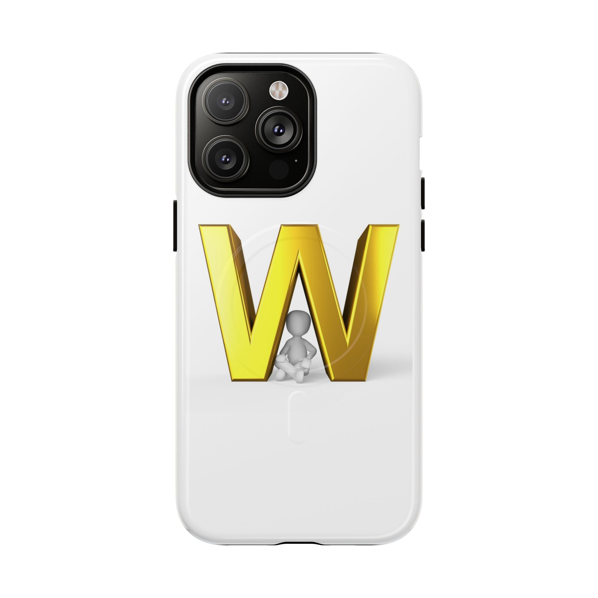 Coque de téléphone à monogramme lettre W or | Coque magnétique résistante