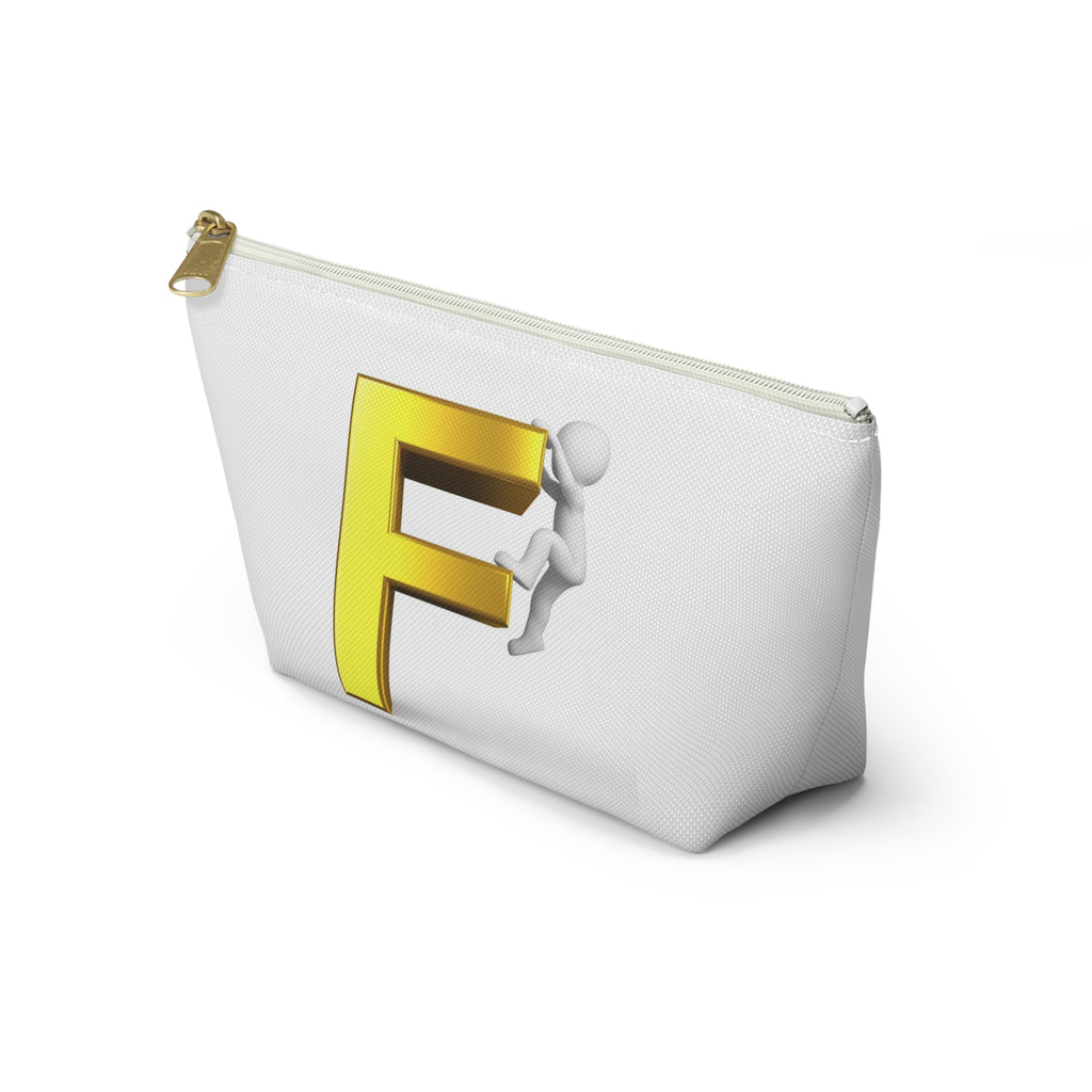 Gold Letter F Climber Accessory Pouch | Monogram Initial Makeup Bag
