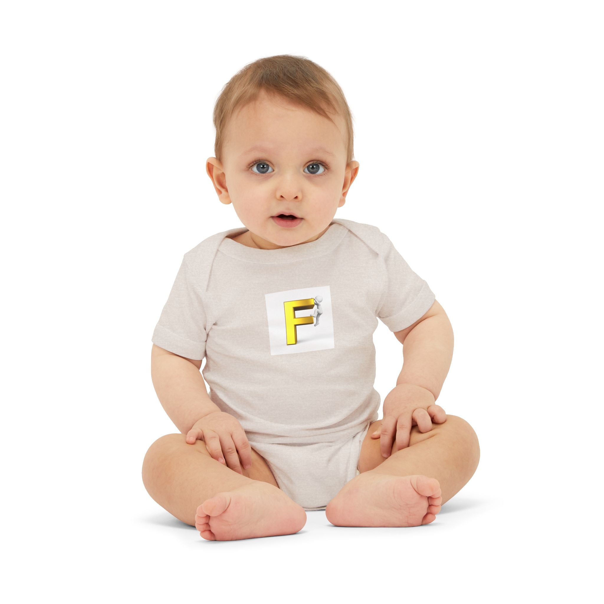 Yellow Letter F Initial Infant Onesie | Baby Monogram Bodysuit