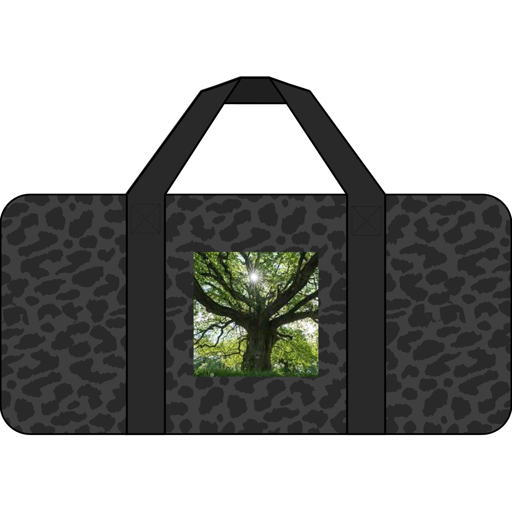 Sunlit Oak Tree Tripper Duffel Bag | Nature Tree Photo, Checkered Strap