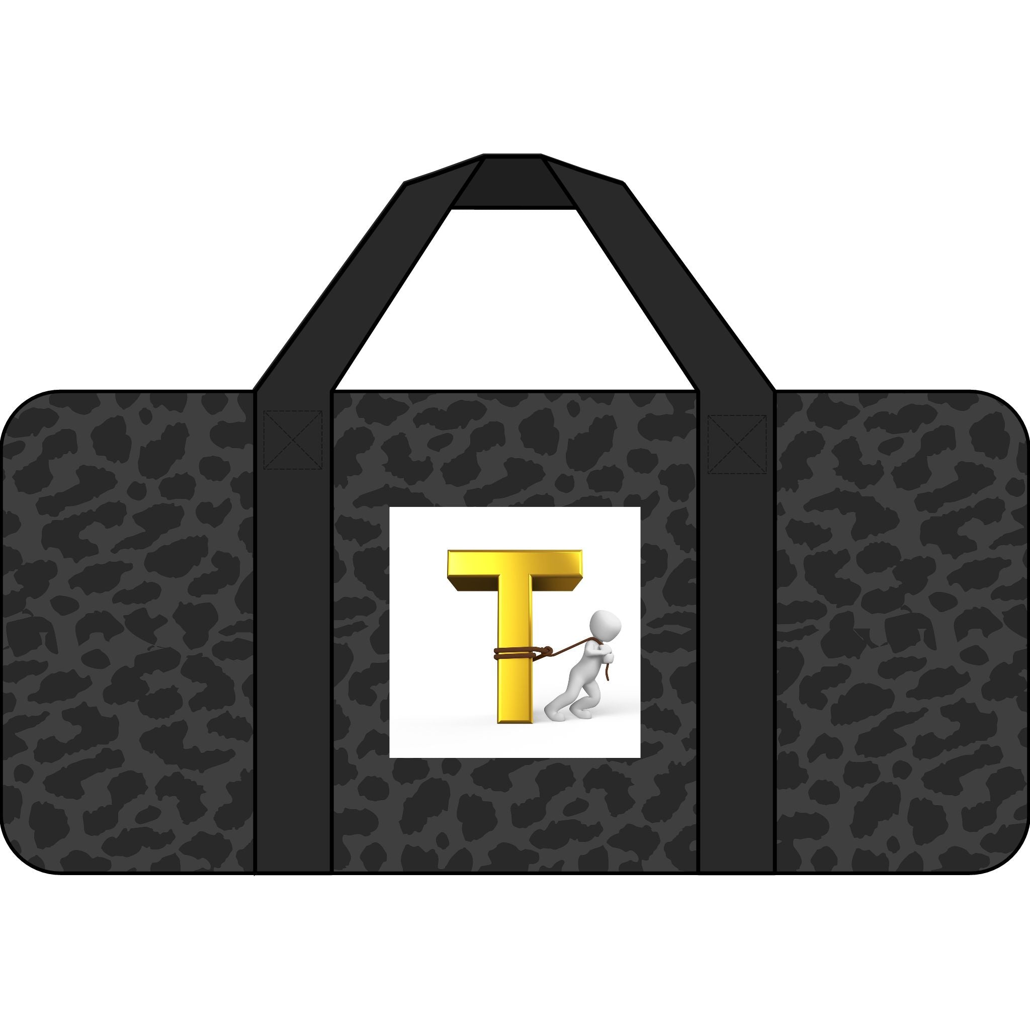 Gold Letter T Character Duffle Bag | Checker Strap, Camo Option