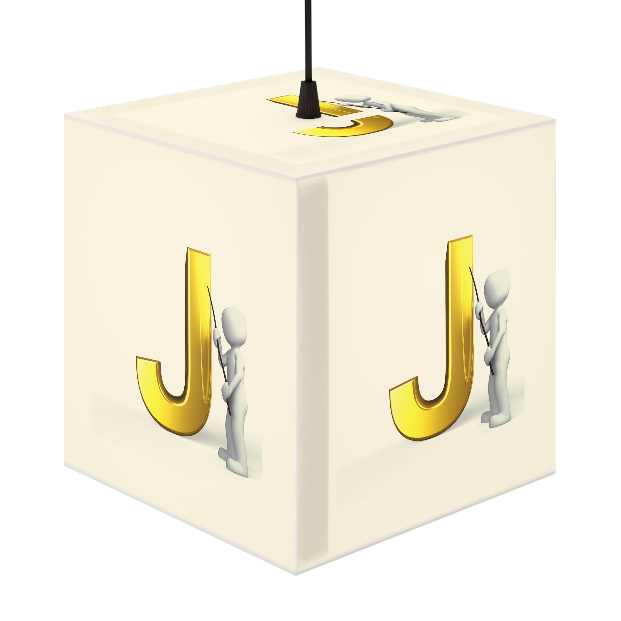 Gold Letter J Monogram Light Cube Lamp | Personalized Initial Decor