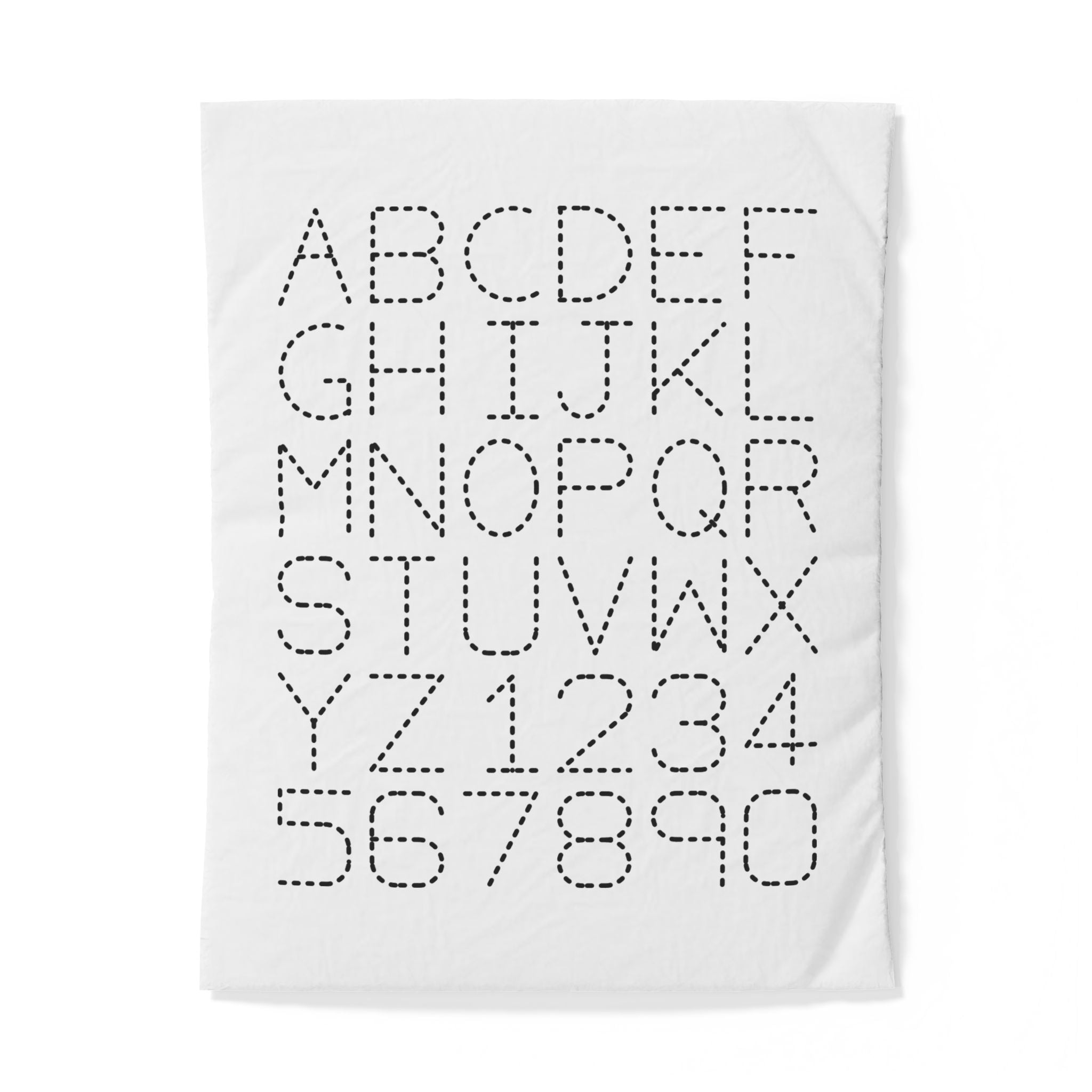 Dotted Alphabet and Numbers Duvet Cover | Modern Typography Bedding