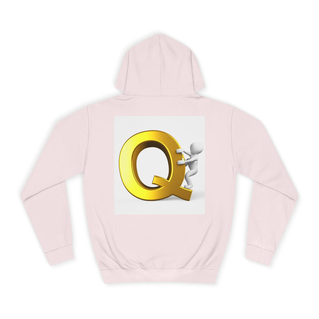 Golden Q Letter Hoodie | 3D Character Climbing Initial Sweatshirt
