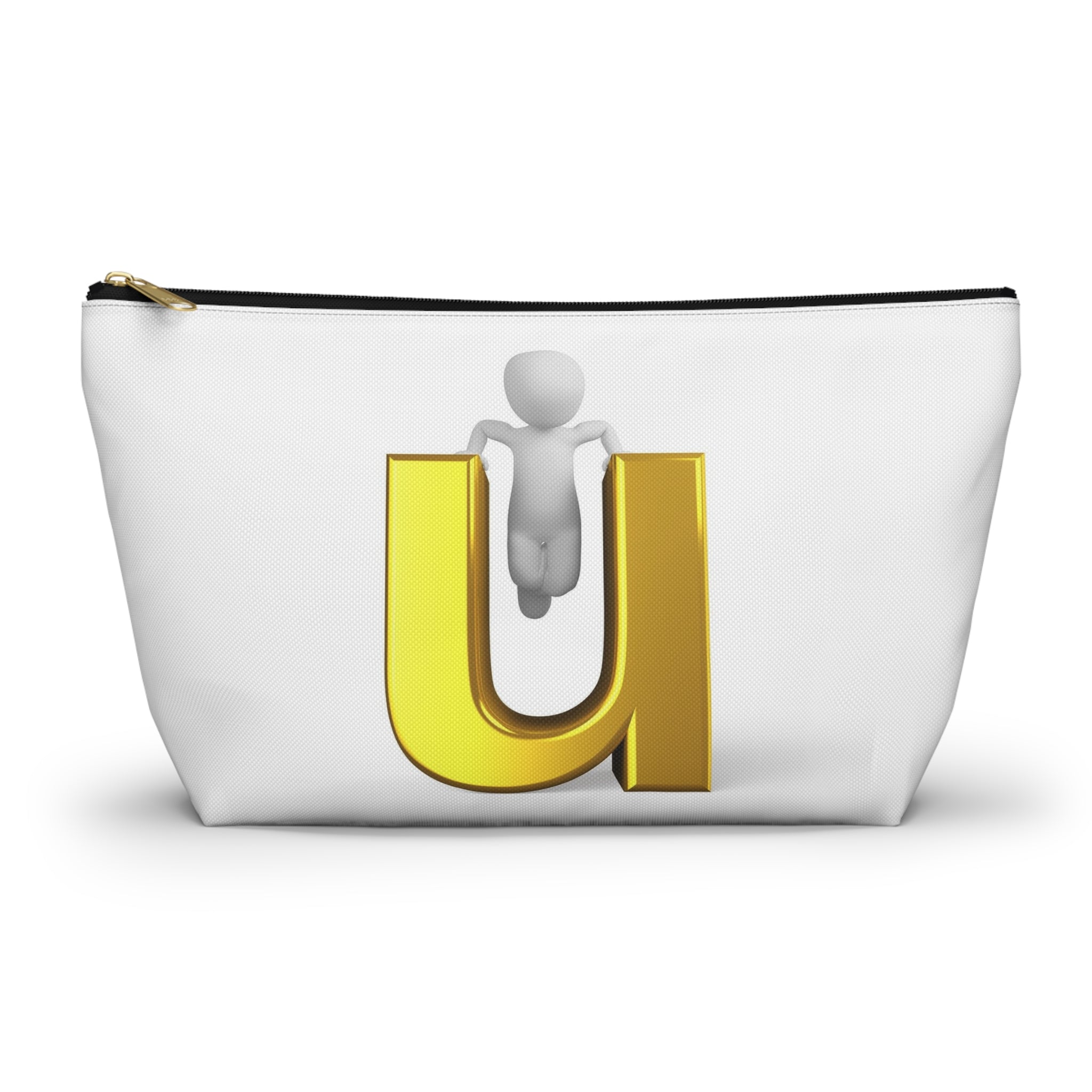 Trousse de Toilette 3D Bonhomme Allumette Escaladant la Lettre U Dorée