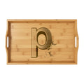 Engraved Letter P Bamboo Serving Tray | Personalized Initial Tray
