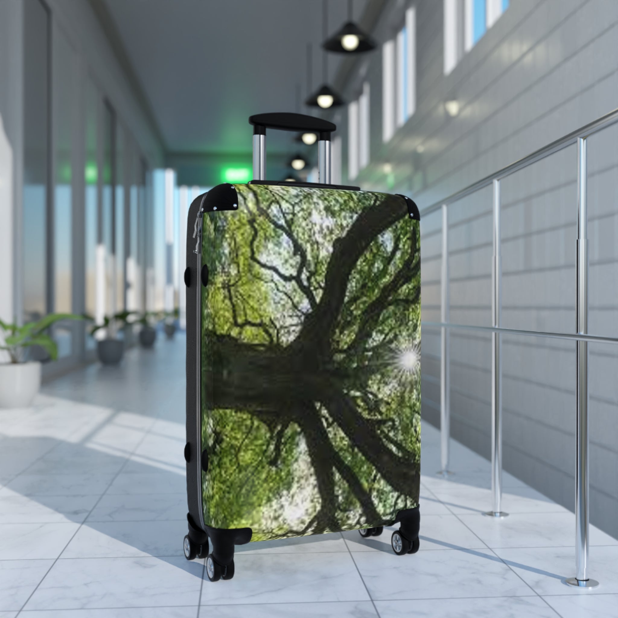 Sunlit Tree Canopy Suitcase | Nature Luggage, Forest Photography